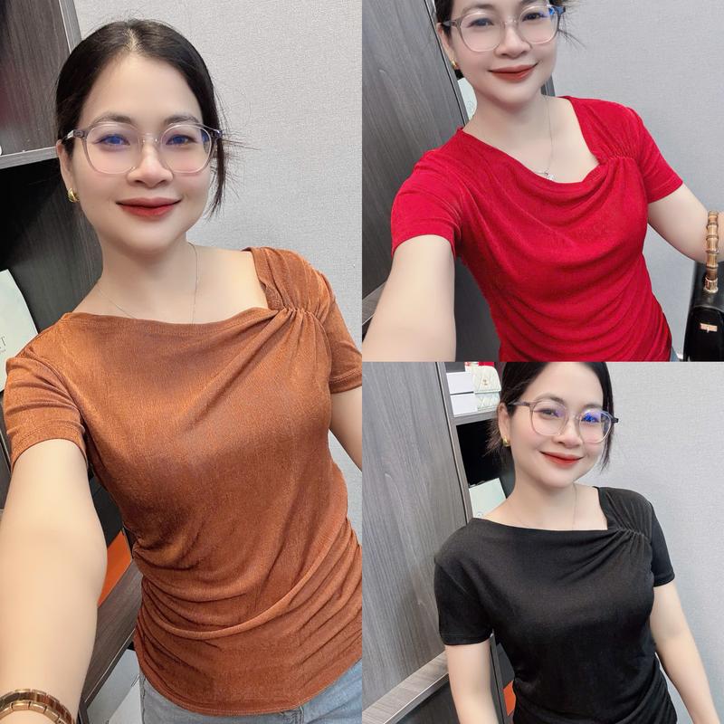 MS208 - Áo thun nhũ tay ngắn nhún eo đủ size từ 40-95kg