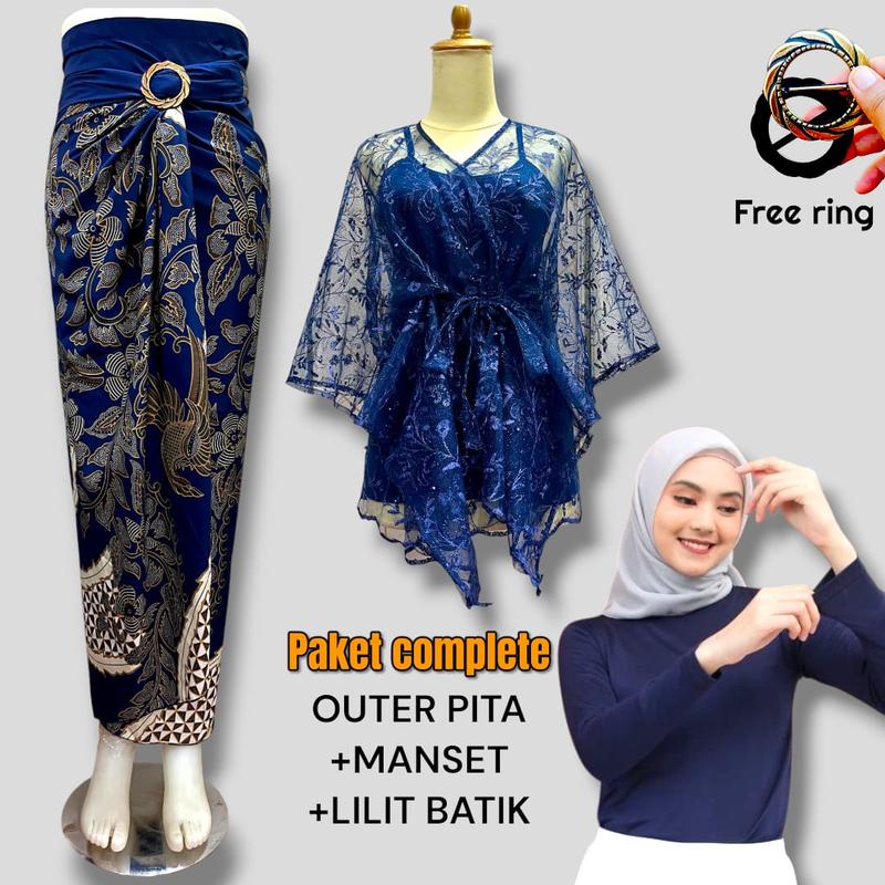 Outfit Atasan Fashion Satu Set Outer brokat cape Brokat Crop Kondangan Pesta Brokat seragam Bridesmaid Terbaru 2024-2025 7