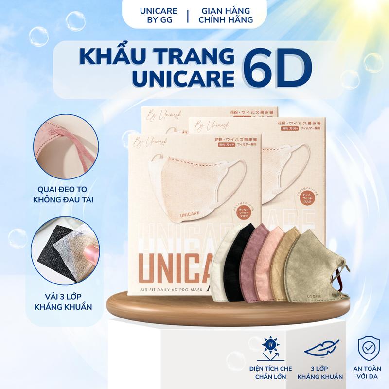   GIÁ ƯU ĐÃI  Combo 100 Chiếc Khẩu Trang 6D Pro Mask Unicare | Mềm Mại Thoáng Khí 3 Lớp Kháng Khuẩn Lọc Bụi Mịn Chống Nước | Quai To Mềm Êm | Phù Hợp Nam Nữ 