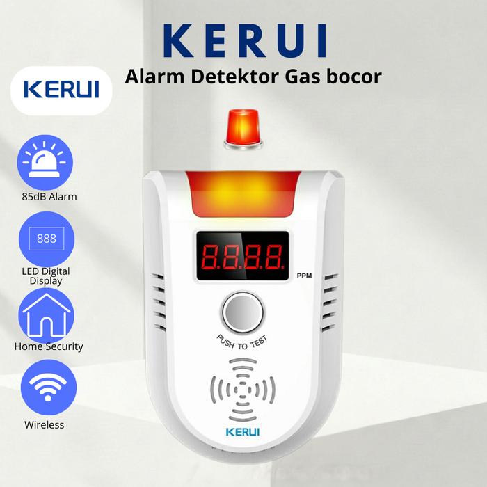 Gambar KERUI Alarm Detektor Gas bocor LPG Wireless Alarm Detector digital dari KERUI Official Store Kab. Bekasi Tokopedia