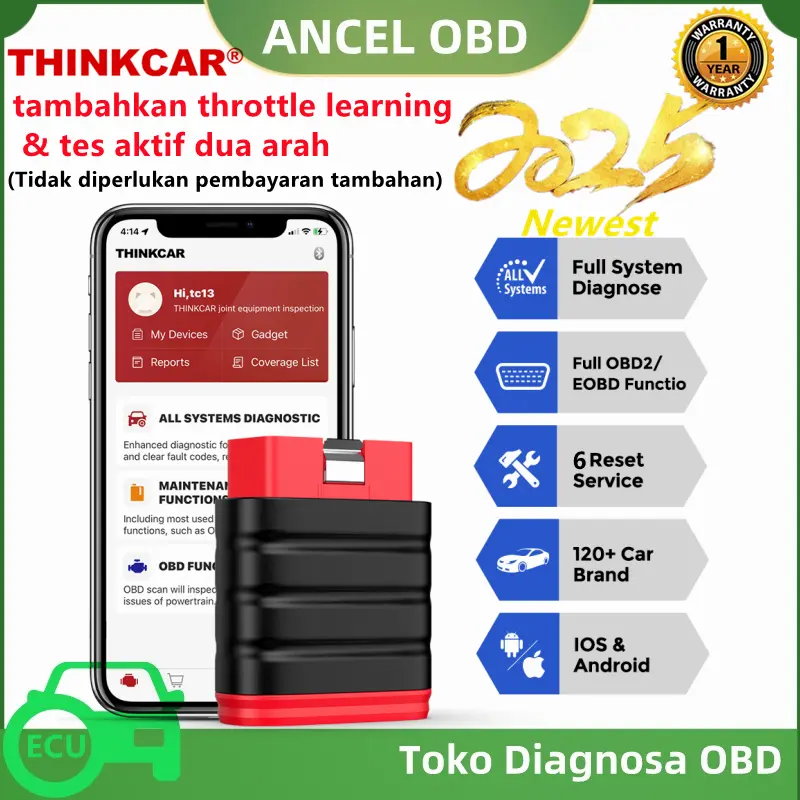【Active Test】Thinkcar Thinksafe JOBD/EOBD/ OBD2 Scanner Mobil Scanner Hapus Kode Kesalahan & Matikan Lampu Dasbor Alat Diagnostik Mobil Dukungan untuk semua mobil