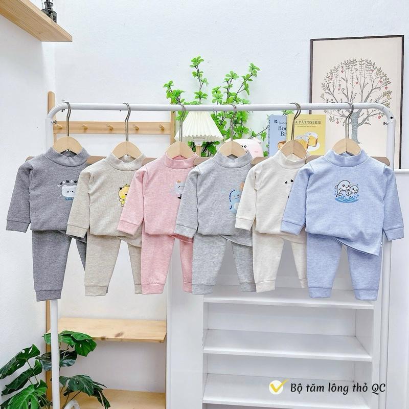 Combo 3 bộ quần áo len tăm lông thỏ cho bé trai , bé gái mặc thu đông từ 4 đến 15kg