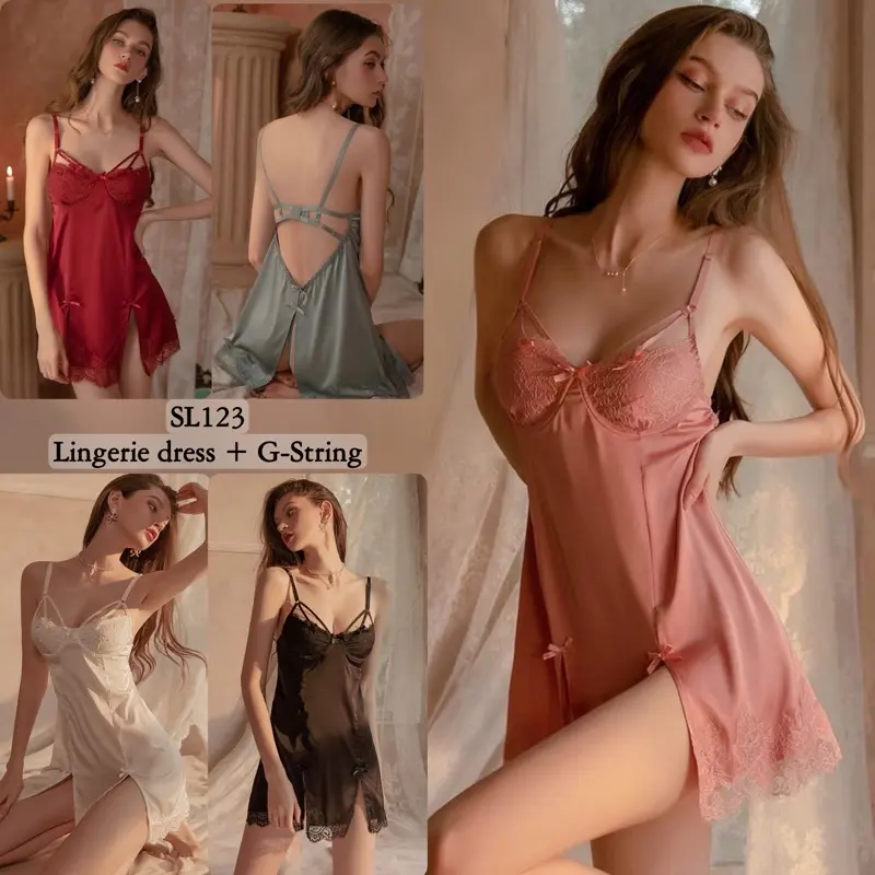 Sexy lingerie baju tidur sexy lingerie wanita bahan satin import / Lingerie sexy baju sexy wanita / Seserahan 123