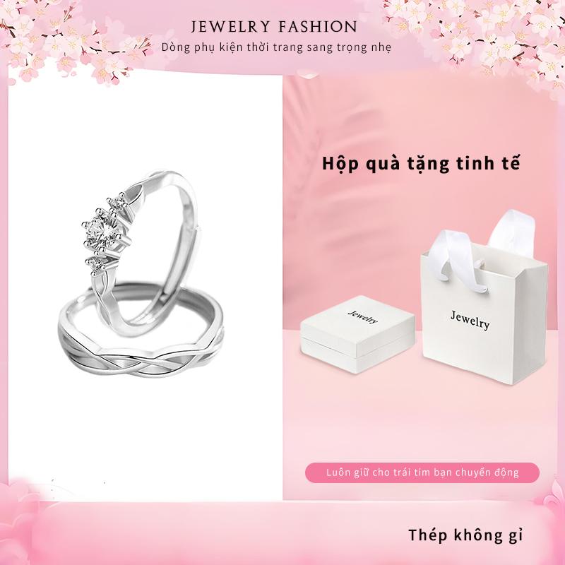  Nhẫn đôi nam nữ phiên bản Hàn Quốc của nhẫn kim cương tình yêu bền chặt nhẫn đôi có thể điều chỉnh độ mởòng vỹ  titanium nhẫn  inox  nam nhẫn  titan  không  gỉ nhẫn  trơn  titan  nữ Hộp quà nhẫn đính hôn cưới nhẫn tình yêu 
