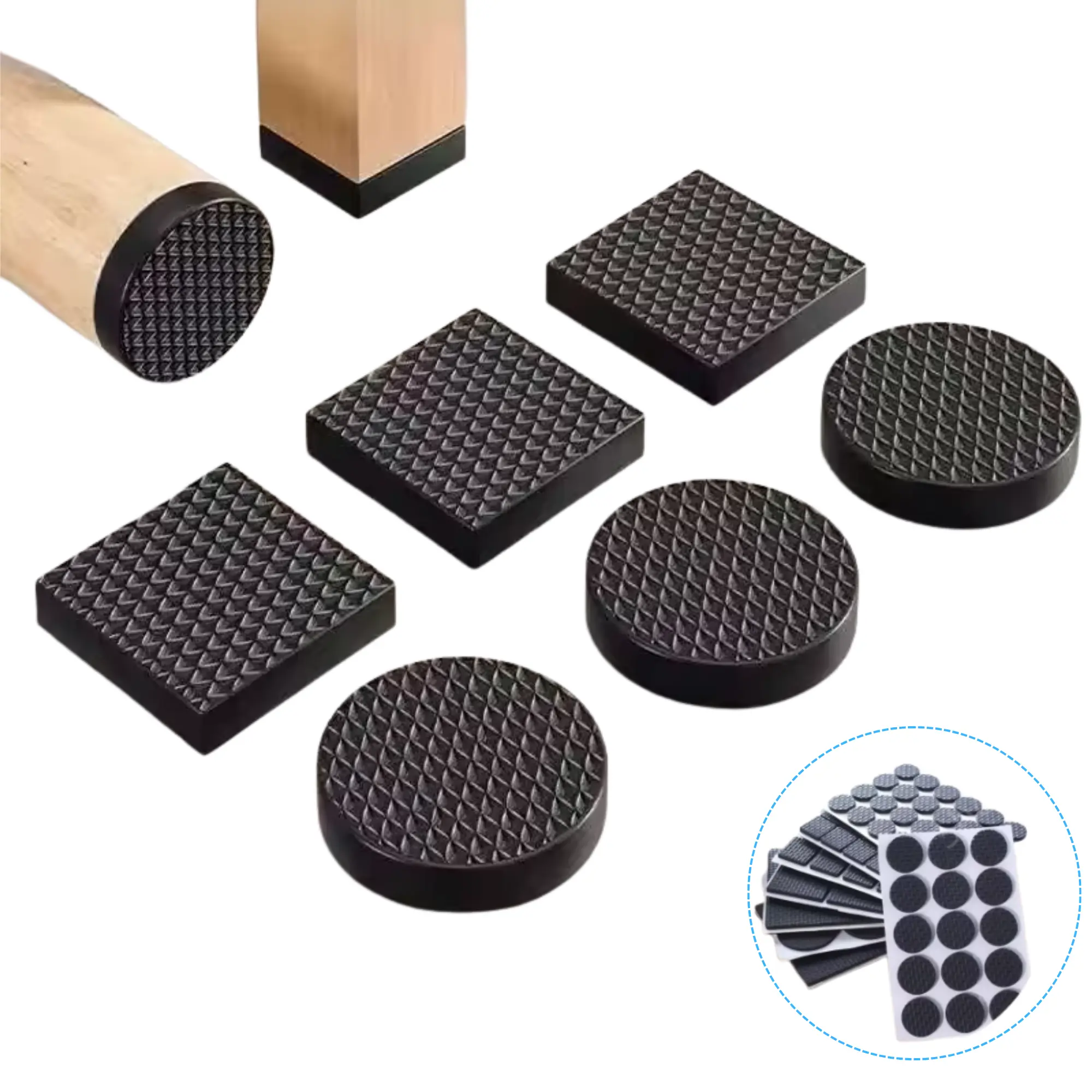 Bantalan Karet Alas Kaki Meja Kursi Funiture Anti Slip Model Bulat Kotak Karet EVA Tebal 3mm