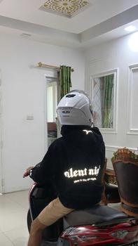 Product Review of Hoodie boxy fit reflektif Silent Nigh Unisex  Fleece tebal 280 gsm | Sablon Reflektif Silver Free Stiker from i**u 0