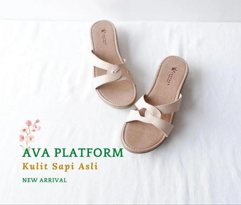 Sandal Wedges 3 cm Wanita Kulit Sapi Asli Garut Ava Series 3