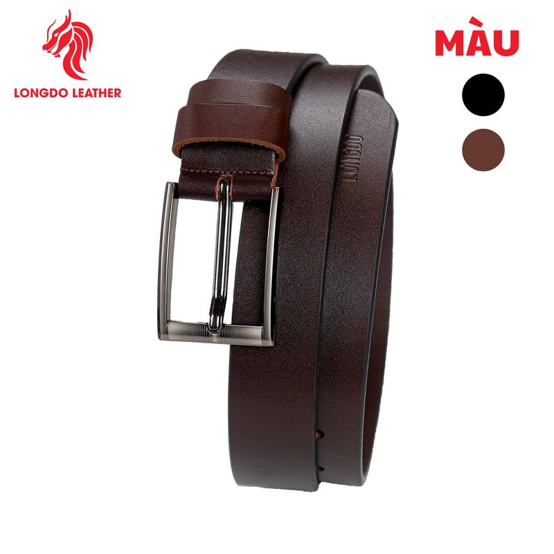 TL03- Thắt lưng nam khóa kim da trâu một lớp thương hiệu LONGDO LEATHER