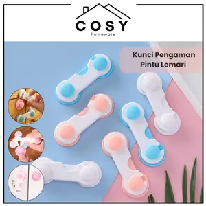 COSY Kunci Pengaman Pintu Lemari Kulkas Laci Serbaguna Safe Lock Bayi Biru