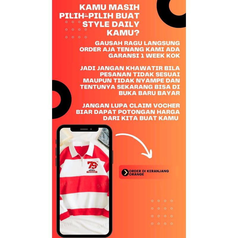 SWEATER CREWNECK MERAH PUTIH RESLETING KOMBINASI SPECIAL EDITION HUT KEMERDEKAAN INDONESIA , ATASAN PRIA WANITA (DEWASA) 1