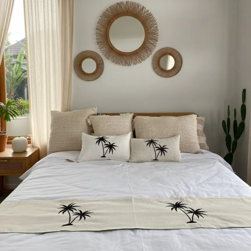 Bed Runner Bordir Handmade Elegan – Dekorasi Kasur Hotel Mewah | Hiasan Tempat Tidur Kualitas Premium | Pelengkap Sprei & Duvet Cover Serbaguna