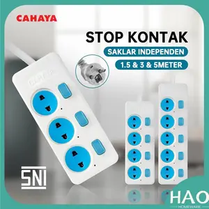 [HAO] Stop Kontak Kabel Saklar 3/4/5 Lubang&1.5/3/5M/STOP KONTAK GEPENG SNI/CAHAYA SC-793/4/5