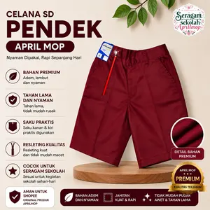 Celana SD Pendek Merah pinggang karet Premium APRIL MOP | Celana Sekolah Anak Pendek Nyaman Tebal Berkualitas