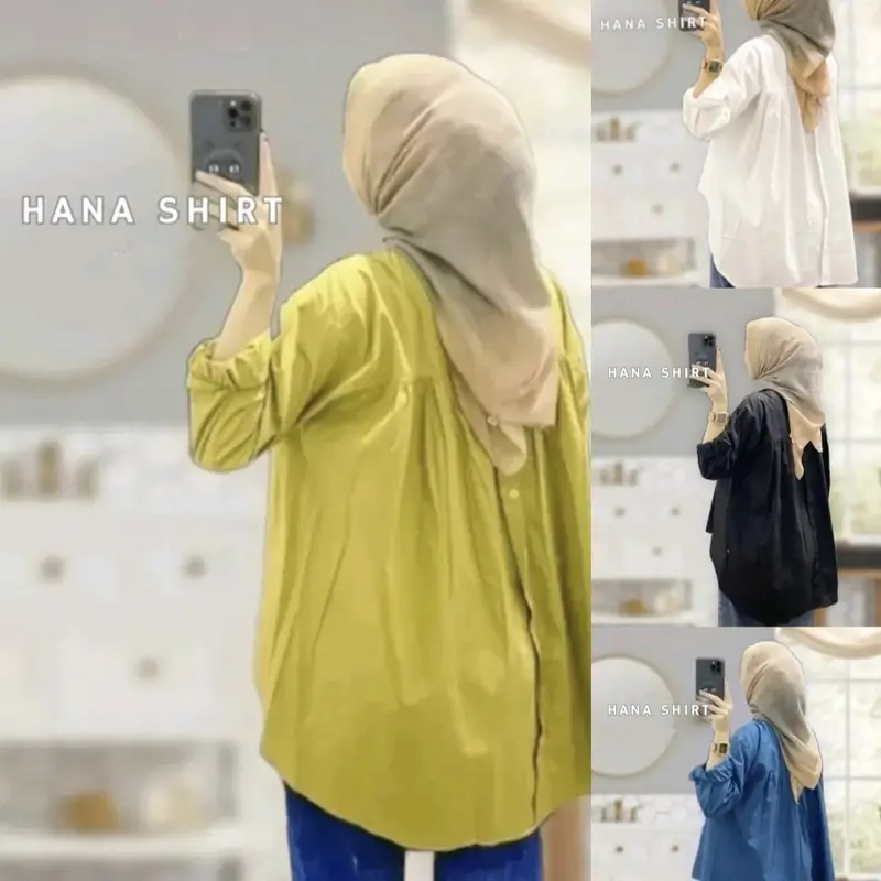 kemeja Wanita Linen Hanna Shirt Kancing Belakang Original - Atasan Oversize Basic Nyaman Baju Kain Panjang Variasi Top 0