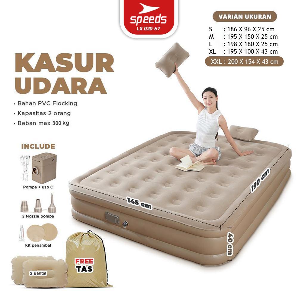 SPEEDS Kasur Angin Pompa Otomatis Air Bed Kasur Pompa Outdoor Inflatable Bed 020-67 - M 195x150x25cm