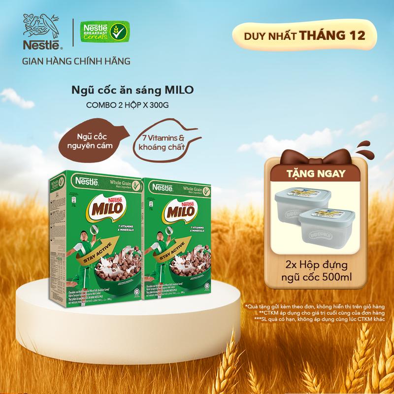 Nestlé VN Combo 2 Ngũ cốc ăn sáng MILO Hộp 300g -ST