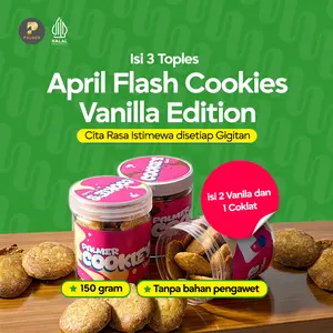 Isi 3 Toples April Flash 2 Vanilla 1 Coklat Cookies Palmer Bakery 150 gram