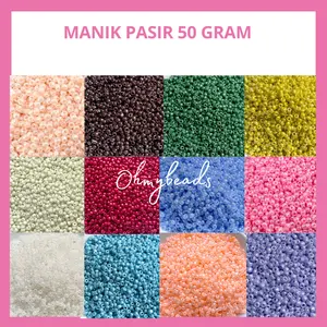 Monte Pasir 50 Gram - Manik Pasir 6/0 (4mm) 8/0 (3mm) - Monte Pasir warna