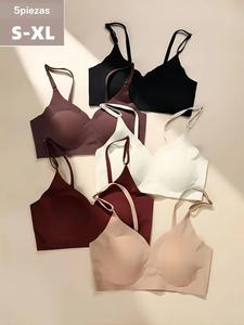 Set de cinco brasieres navideños sin costuras, cómodos y transpirables con rellenos removibles, estilo deportivo ajustado para uso diario en otoño e invierno