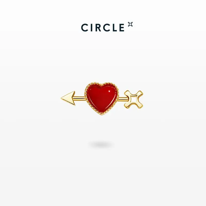 Circle Ace of Hearts Red Coral Heart-Shaped Earring Single For Women Daily Party
