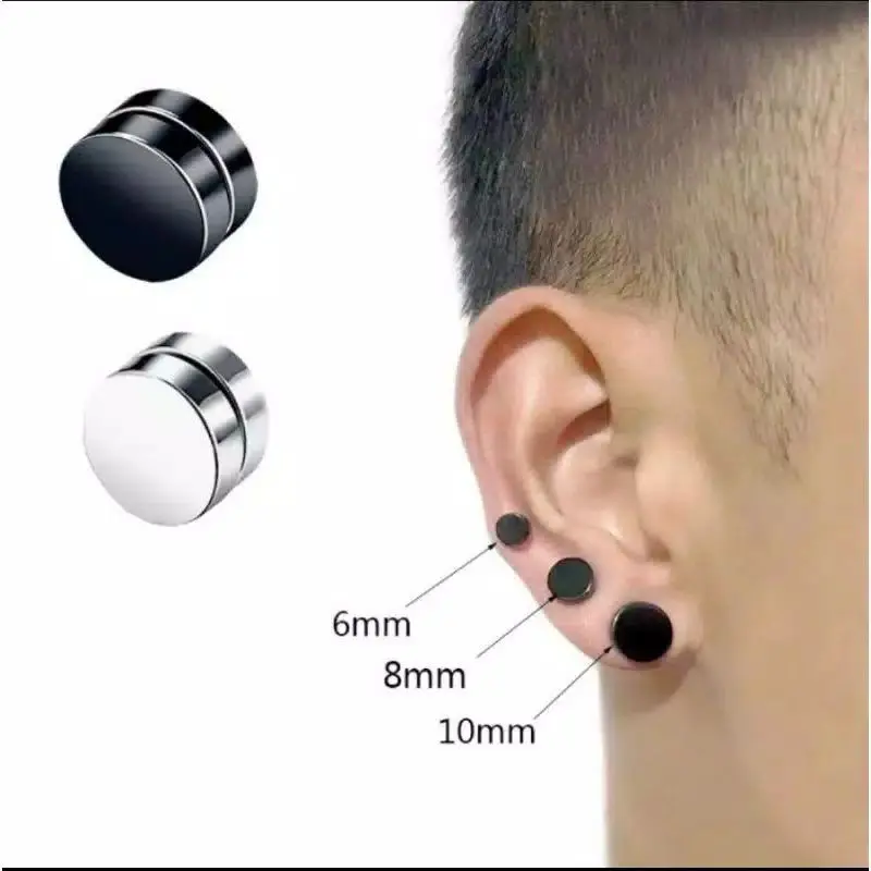 Anting Magnet Hitam Polos (Hargauntuk1pcs)
