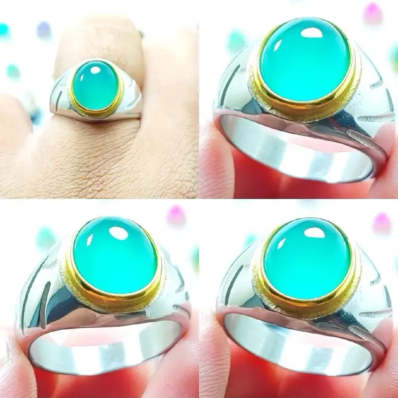 Batu cincin natural bacan kristal top Quality ring perak simpel