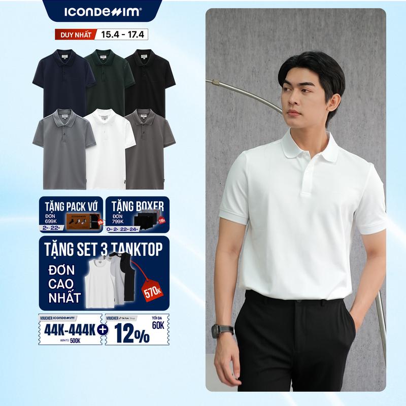 Áo Polo Nam Trơn In Logo ICONDENIM Form Regular PLID0077