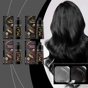 3IN1 Shampo Penghitam Rambut Uban Menjadi Hitam Permanen Sampo Penghilang Uban Shampoo Uban Menjadi Hitam Black Herbal Natural Polygonum Multiflorum Hair Blackening / Vitamin Rambut-500 ml Menghitamkan Wanita Conditionern Haircare Kering Wanita