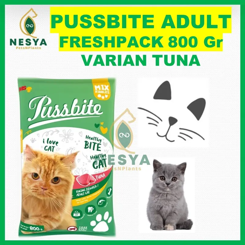 Bundling 2 PCS Pussbite Makanan Kucing Kering Premium Frespack 800Gr 2