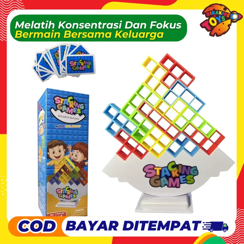 Mainan Edukatif Anak Balancing Block Tetris Tetra Tower Games Fun Balok Susun 0