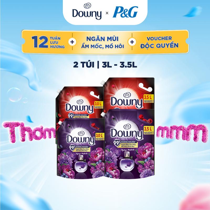Combo 2 túi Nước xả vải Downy 3L -3.5L Hương Đam Mê Huyền Bí