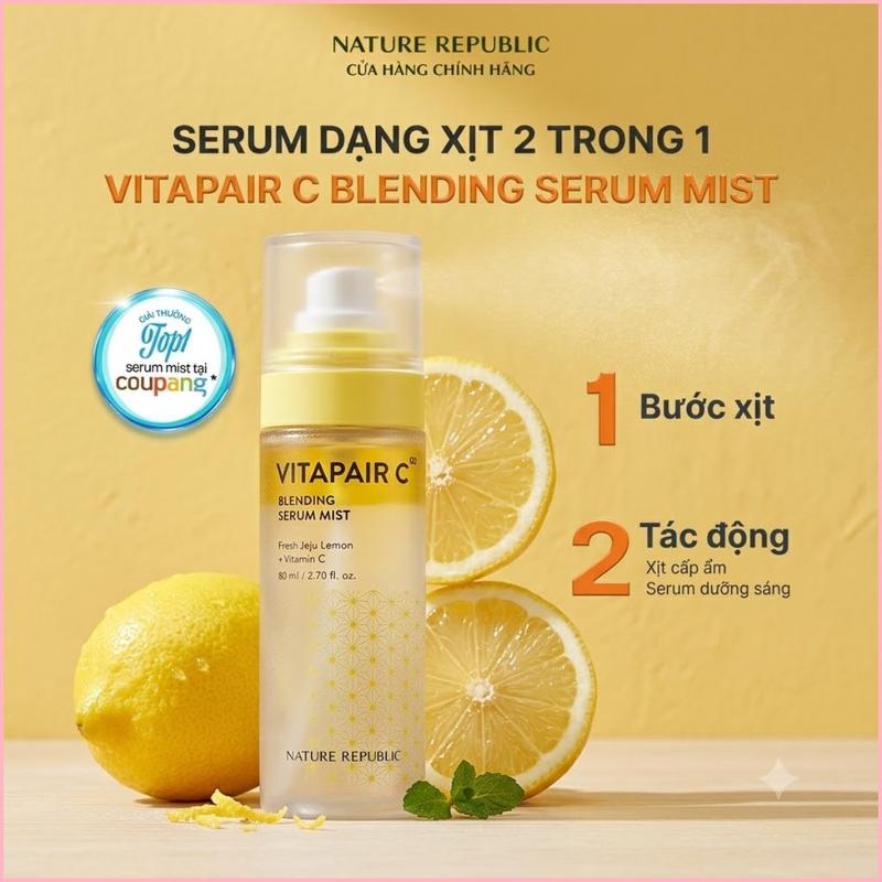 SERUM DẠNG XỊT KHOÁNG 2IN1 DƯỠNG TRẮNG CĂNG BÓNG DA VITAPAIR C BLENDING SERUM MIST 80ML