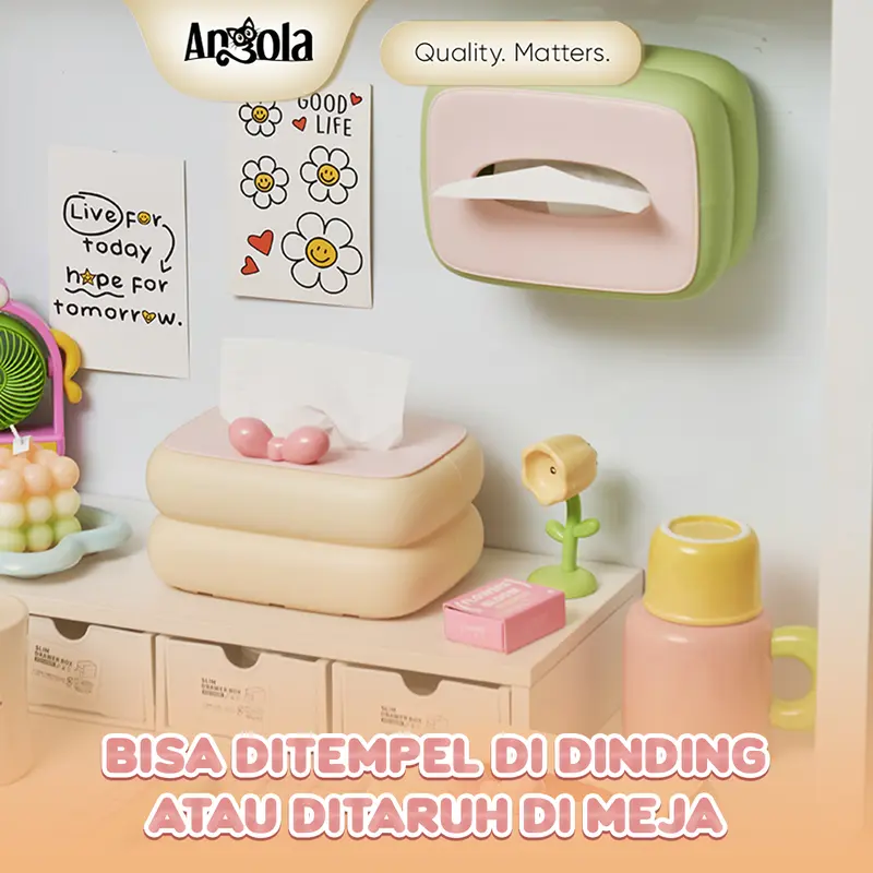 ANGOLA Kotak Tisu Kue/Coquette Style D69 Tissue Box/ Kotak Tisu Warna Pastel 3