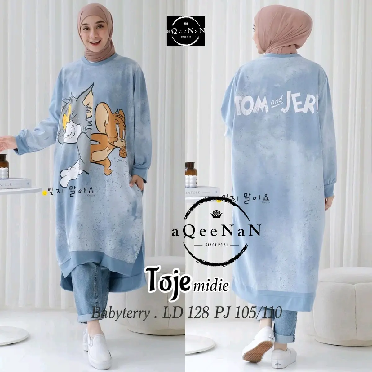 kaos tunik Toje babyterry LD 128cm Pj 105/110 Atasan Panjang