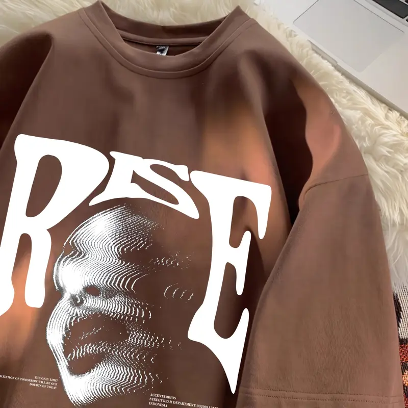 American retro Style T-shirt Oversize Distorted portrait print | Kaos Wanita Putih | Metallica Kaos pria dan wanita 3