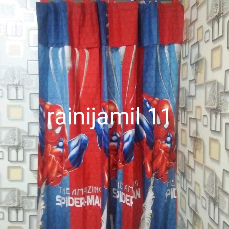 Gorden hordeng shaby poni model tali gantung Katun penutup jendela estetik Merah Ungu 7
