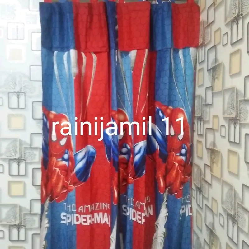Gorden hordeng shaby poni model tali gantung Katun penutup jendela estetik Merah Ungu 7