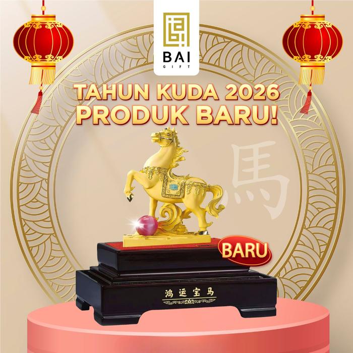 Gambar BAI GIFT PAJANGAN SHIO KUDA BOLA GIOK PATUNG SHIO KUDA BOLA LAPIS EMAS 24K HADIAH IMLEK TAHUN 2026 dari B & Y INDONESIA Kota Administrasi Jakarta Utara Tokopedia