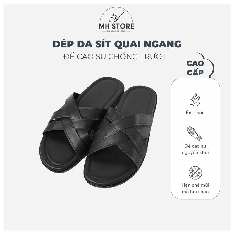 S08 - Dép da nam, kiểu quai dây chéo thời trang đơn giản,đế cao su đúc nguyên khối chống trơn trượt size 36- 0