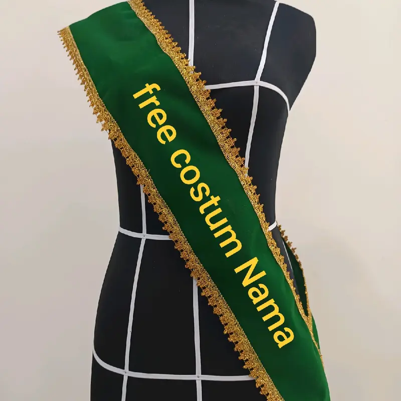 Selempang Bordir RENDA KAIN Beludru Sehari jadi ( free Request Nama) Syal 7
