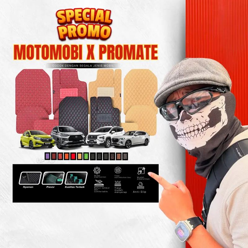 [Eksklusif Motomobi x Promate] Universal Car Mats Leather Premium 5 Pcs - Karpet Mobil Universal Bahan Kulit Waterproof - Bisa COD 0