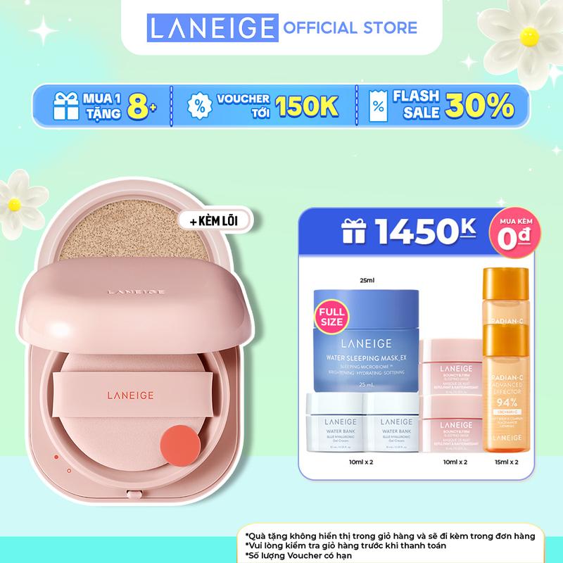 Phấn nước che khuyết điểm mỏng nhẹ lâu trôi LANEIGE NEO Cushion Glow 15gx2 kèm lõi thay thế Mỹ Phẩm Cosmetic Women Trang Điểm