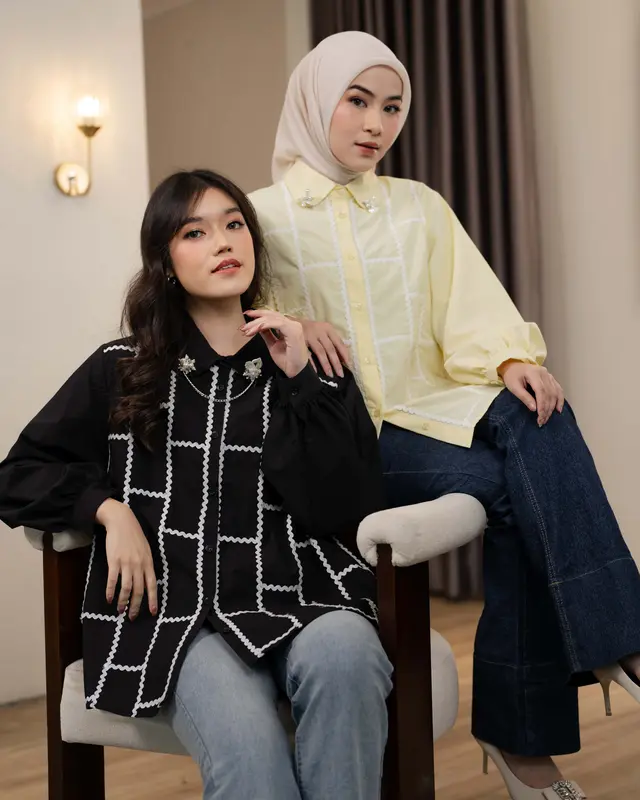 Mayoutfit Zeeva Shirt | Kemeja Poplin Wanita Detail Renda Bordir 1