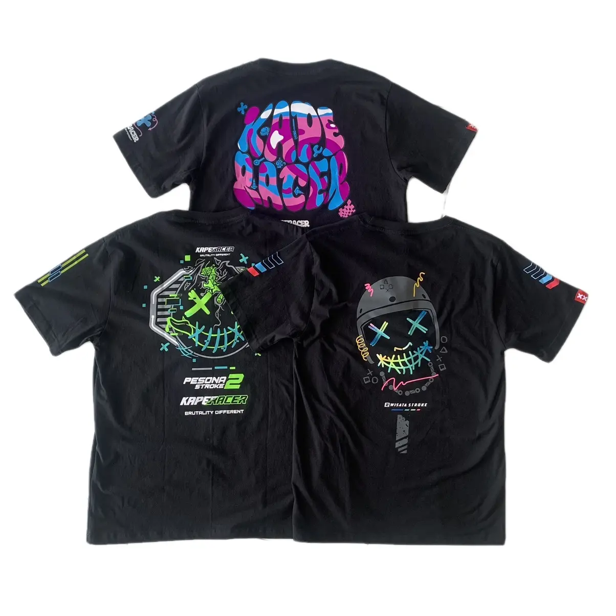 Kaperacer Neon,Blaster,Smile Distorsi original kaos & baju racing premium 2 & 4 stroke hitam putih keren terbaru Katun Buy 1 Get 3