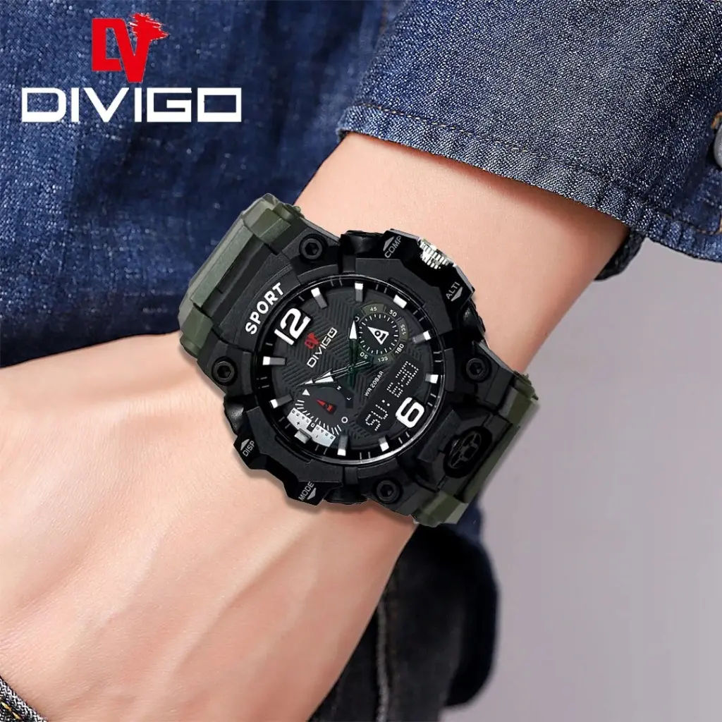 Jam tangan Pria DIVIGO Original Analog D-45GB Tali Rubber Tahan Air