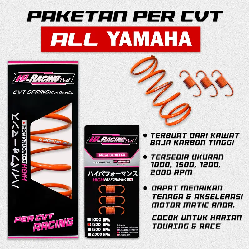 Paket Per CVT+Per Sentri 1000 RPM 1200 RPM 1500 2000 RPM (ALL MATIC YAMAHA) Motorcycle Karbon Racing 1