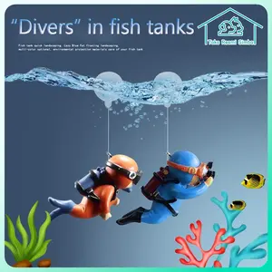 Hiasan Aquarium Karakter Resin – Spongebob, Squidward, Patrick & Penyelam untuk Dekorasi Akuarium Teman-teman untuk Dekorasi Akuarium Unik