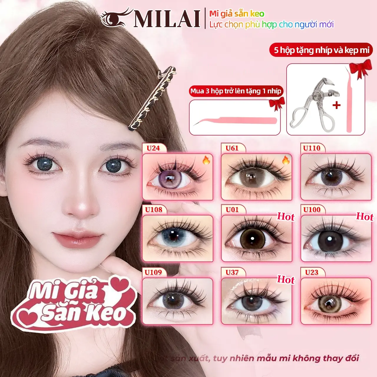 MILAI Mua 3 hộp tặng nhíp, mua 5 hộp tặng kẹp mi