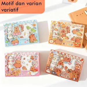 Set Stiker Dan Tape Karakter Lucu 4 Lembar + 4 Gulungan Motif Lucu Aesthetic AP-1010CAPY