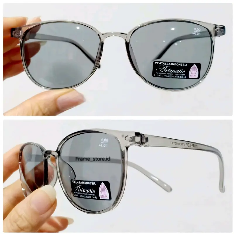 Kacamata Baca dan Jalan Plus Lensa Anti Radiasi Double Fokus Frame Grey Transparan Untuk Pria Dan Wanita (GRATIS BOX DAN LAP) Hitam 1